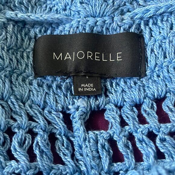 MAJORELLE $198 (Revolve) Hilary Crochet Drawstring Pants in Blue Large L - Picture 5 of 6